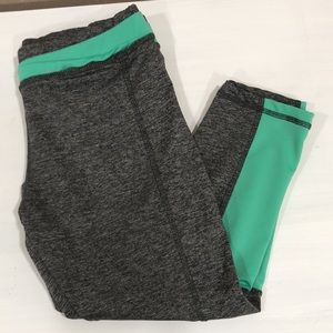 Coco Limon Crop Athletic Gray Skinny Joggers Activewear Medium green Waistband